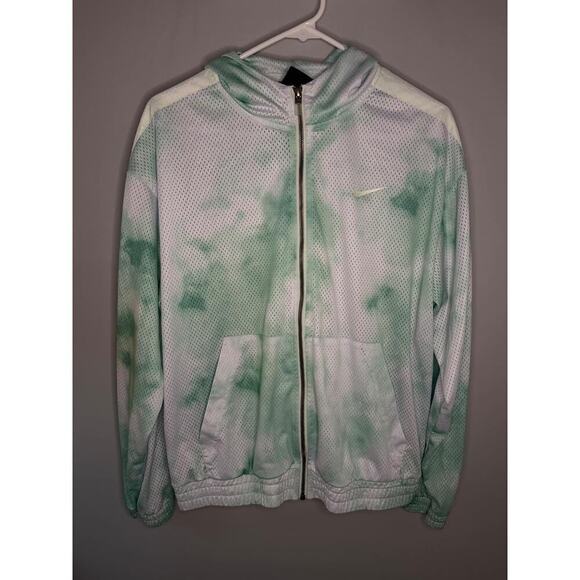 Nike Icon Clash Full Zip Long Sleeve Tie Dye Mesh Hoodie Jacket Green Womens Med - Picture 3 of 13
